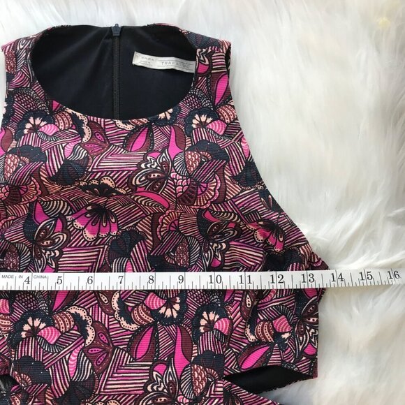 Zara Black/Fuchsia Floral Print Cut-Out Dress Size X-Small - Picture 12 of 13